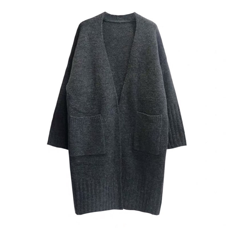2023 Autumn and Winter New Loose and Thickened Mid length Knitted Long Cardigan Sweater Coat