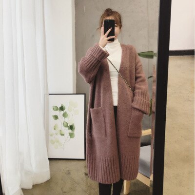 2023 Autumn and Winter New Loose and Thickened Mid length Knitted Long Cardigan Sweater Coat