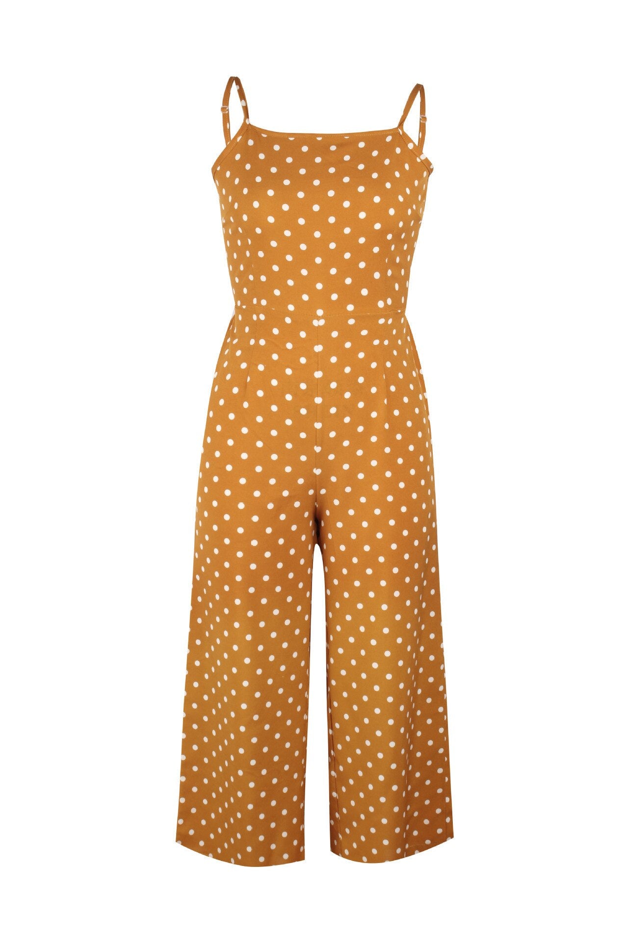2023 Casual Spaghetti Straps Polka-dot Backless Lace Up Long Jumpsuit