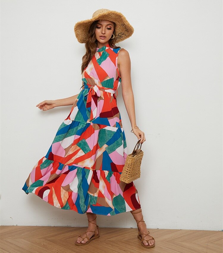2023 Floral Swing Long Casual Beach Dress