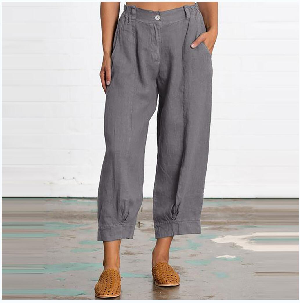 2023 New Loose Plus-size Women's Trousers Fashion Solid Color Casual Pants with Pocket