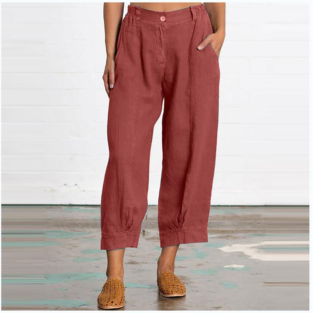 2023 New Loose Plus-size Women's Trousers Fashion Solid Color Casual Pants with Pocket