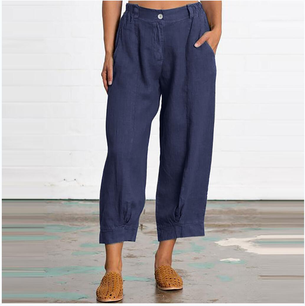 2023 New Loose Plus-size Women's Trousers Fashion Solid Color Casual Pants with Pocket