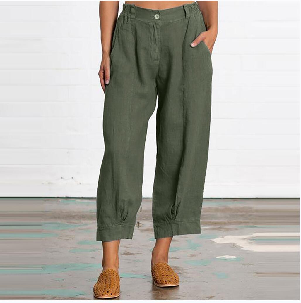 2023 New Loose Plus-size Women's Trousers Fashion Solid Color Casual Pants with Pocket