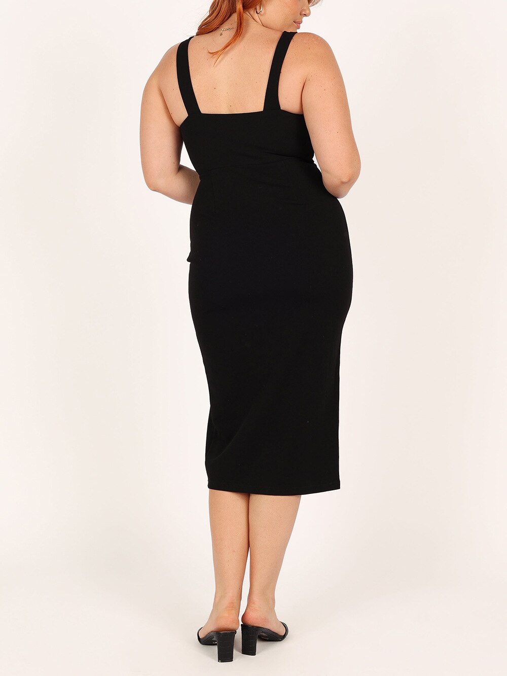 2023 Square Neck Solid Color High Split Tee Length Party dress