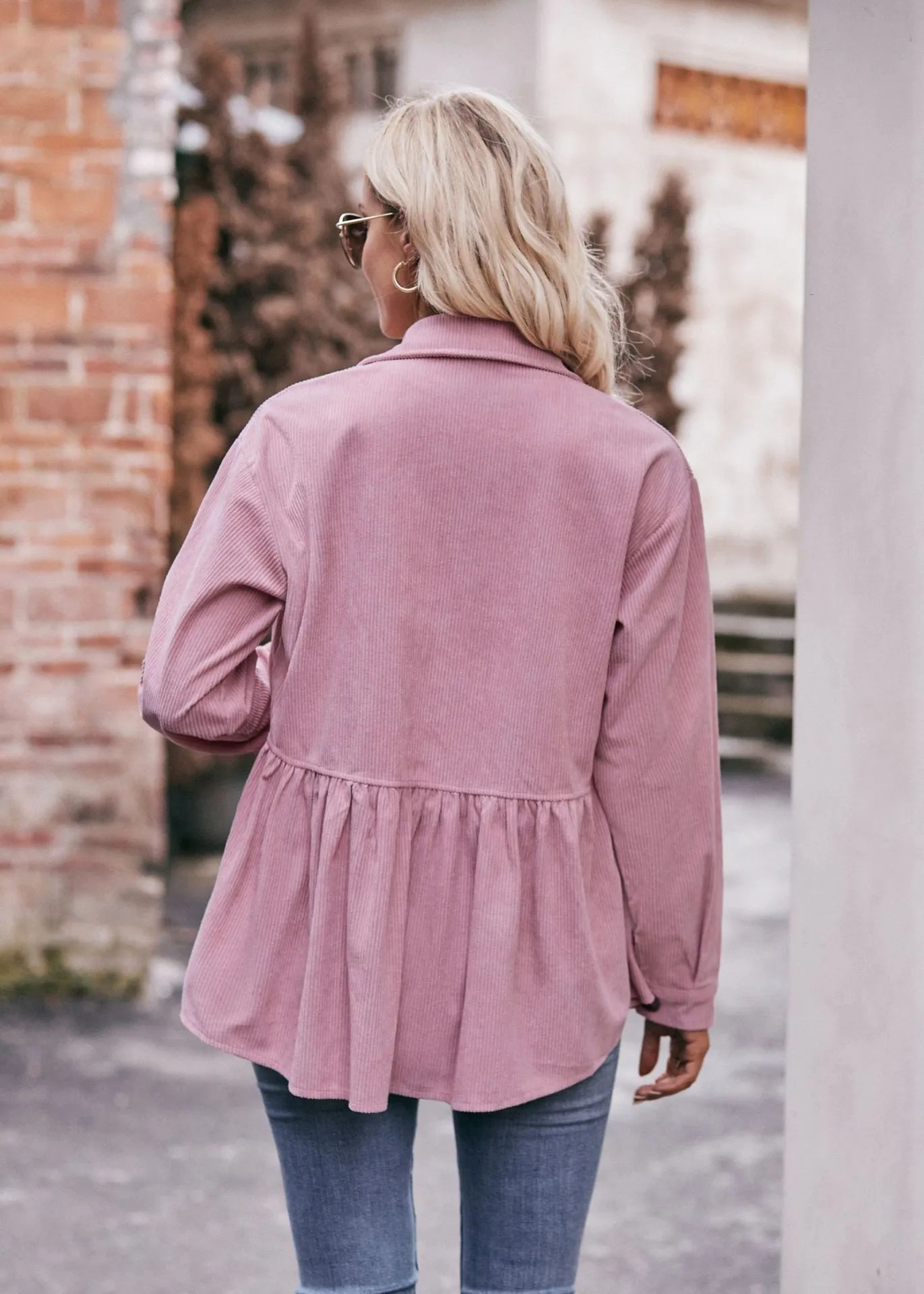 2023 Women's Autumn Winter Casual Doll Babydoll Corduroy Shirt