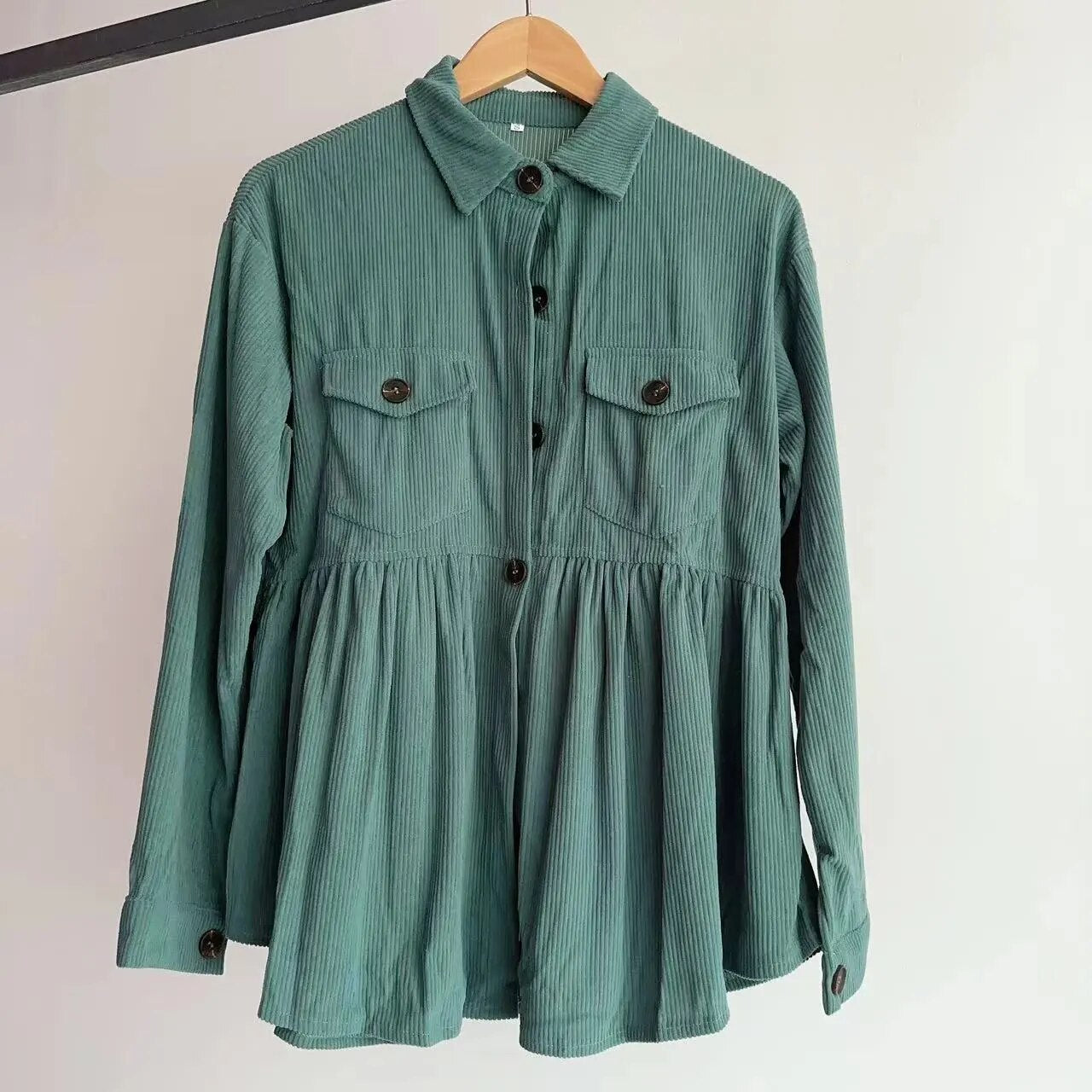 2023 Women's Autumn Winter Casual Doll Babydoll Corduroy Shirt