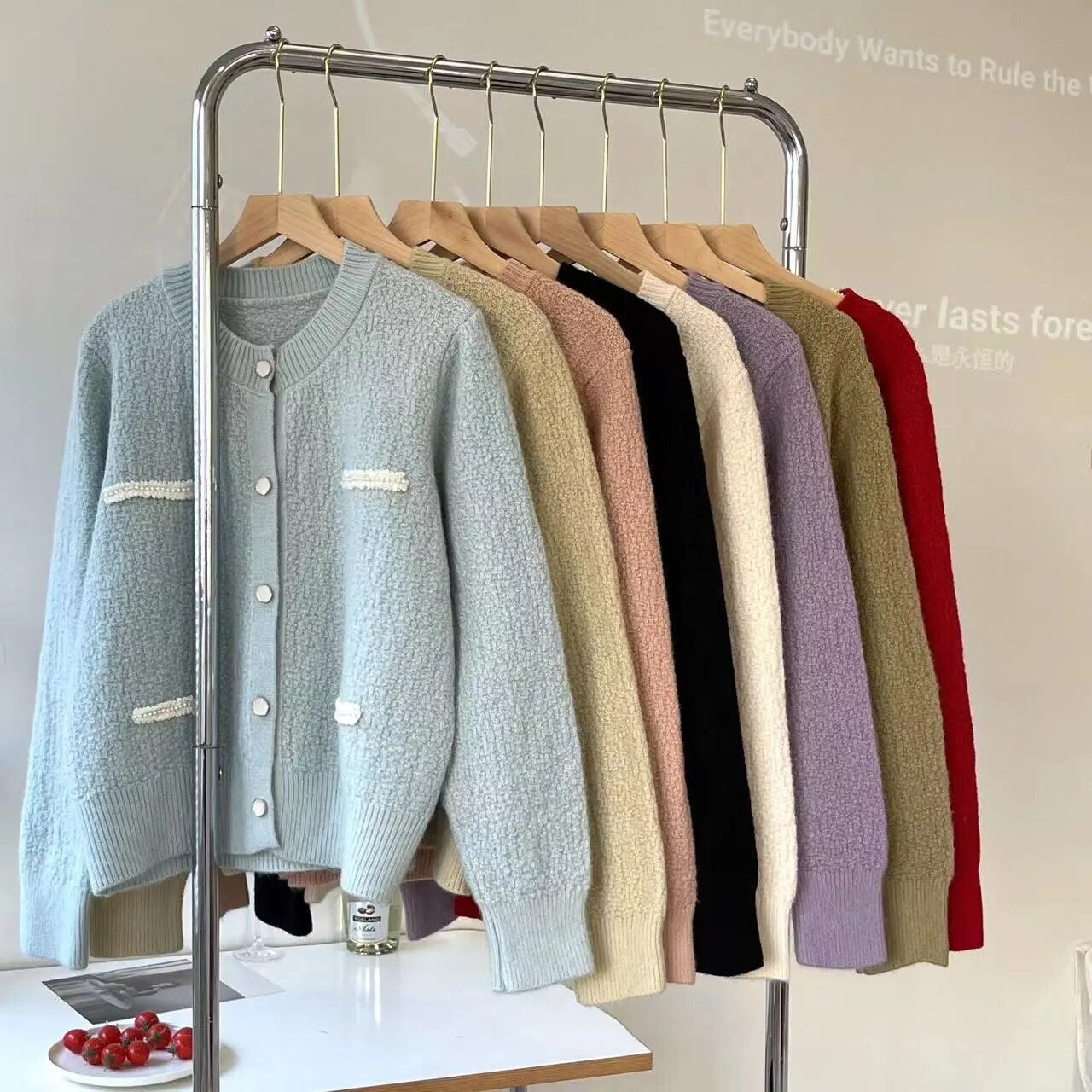 Autumn New Fresh Sweet Soft Glutinous Loose Long Sleeve Knitted Cardigan Sweater Short Coat Top