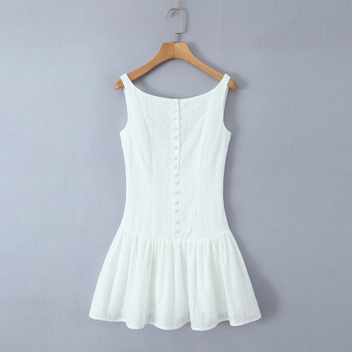 Sexy Backless Slim Chic Single-breasted Spaghetti Straps Short Cotton Dress