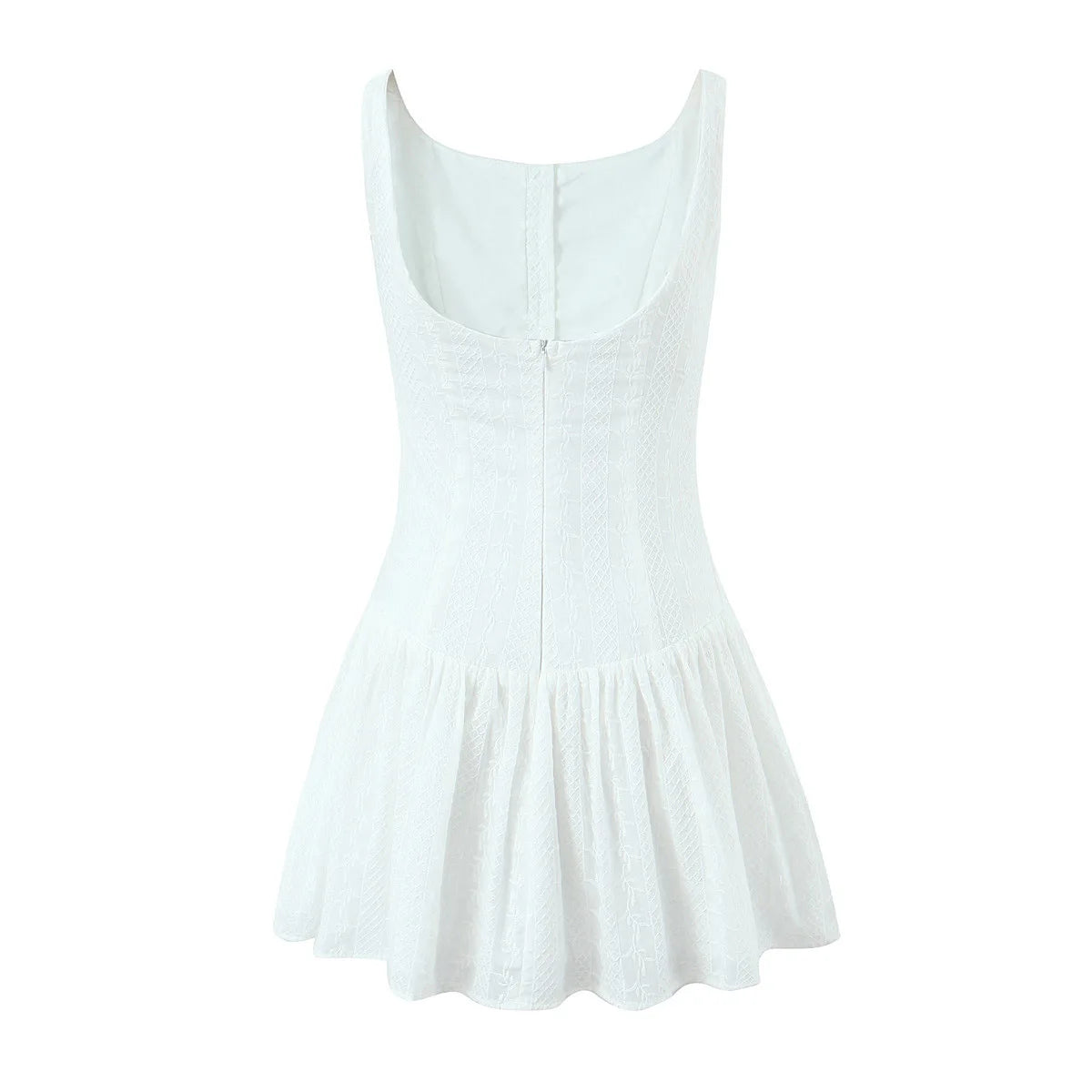 Sexy Backless Slim Chic Single-breasted Spaghetti Straps Short Cotton Dress