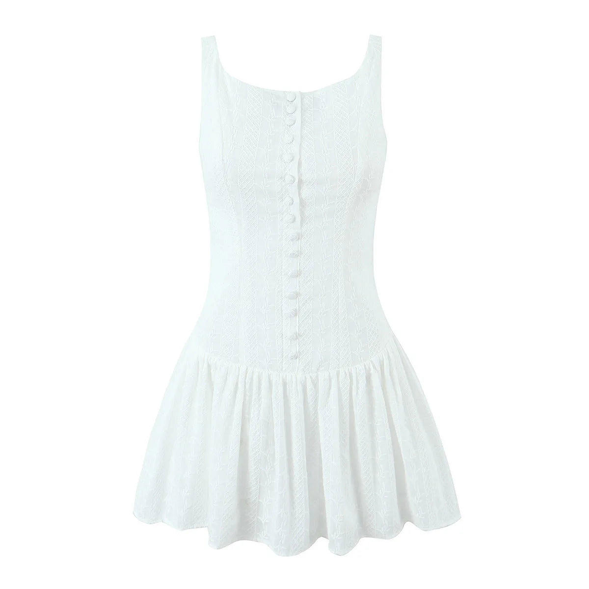 Sexy Backless Slim Chic Single-breasted Spaghetti Straps Short Cotton Dress