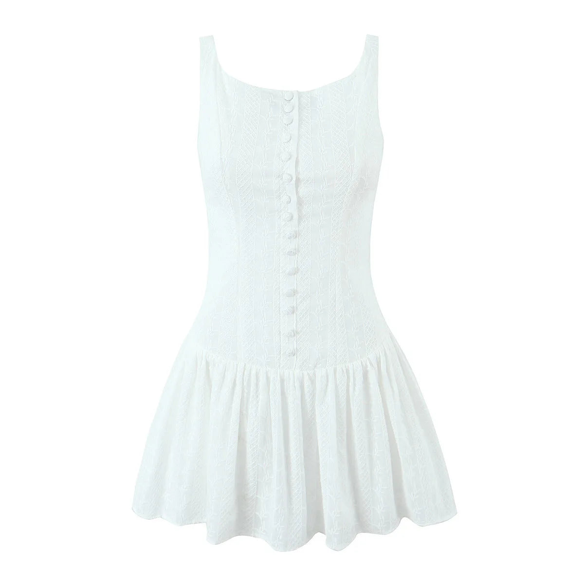 Sexy Backless Slim Chic Single-breasted Spaghetti Straps Short Cotton Dress