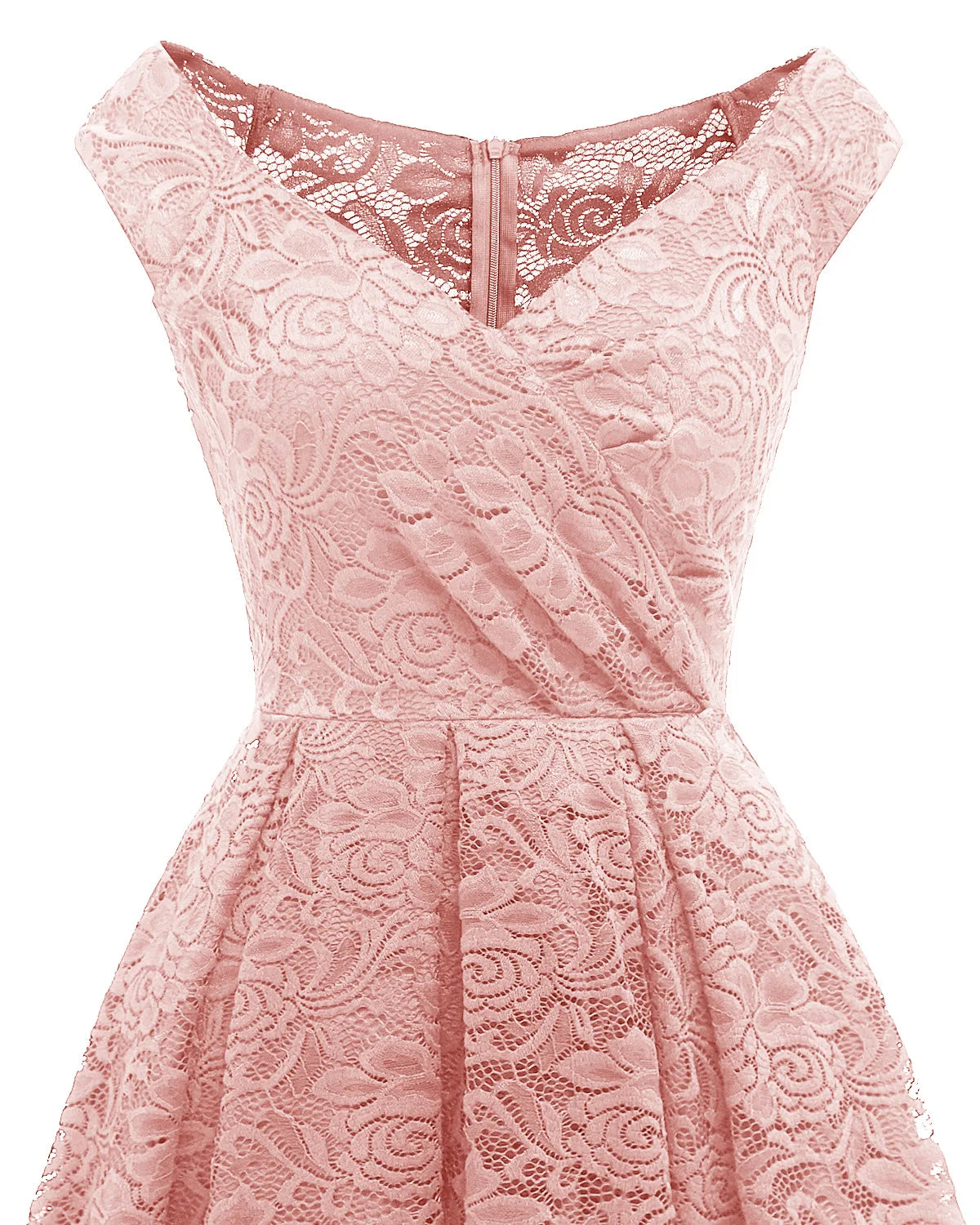 Elegant V-neck Lace Embroidery Knee Length Dress