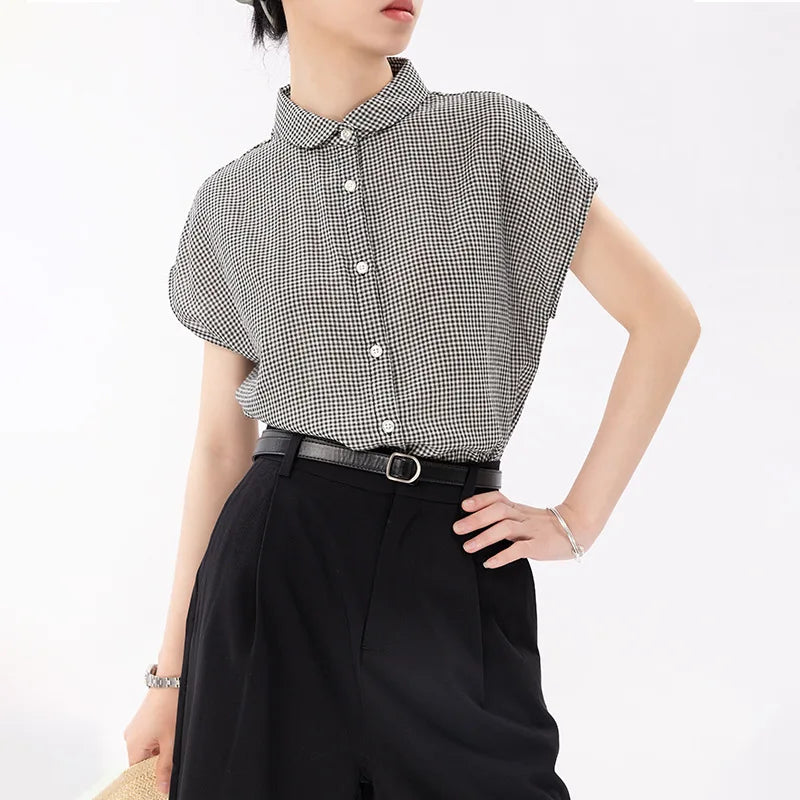 Summer Double-layer Pure Cotton Short-sleeved Versatile Classic Small Women's Shirt