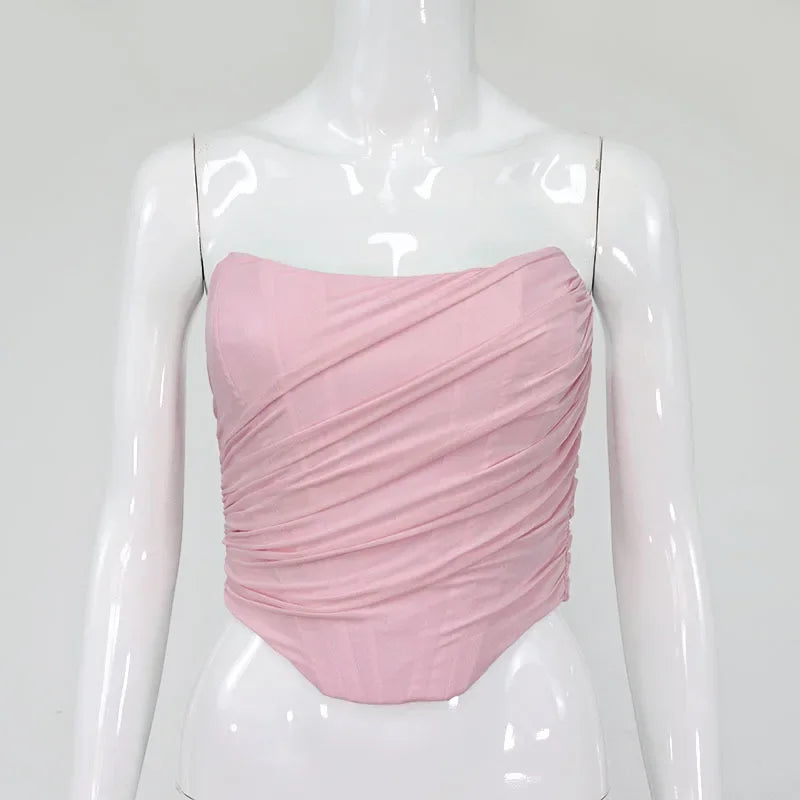 Summer Spicy Girls Fashion Fishbone Mesh Bra Vest Women's Short Top