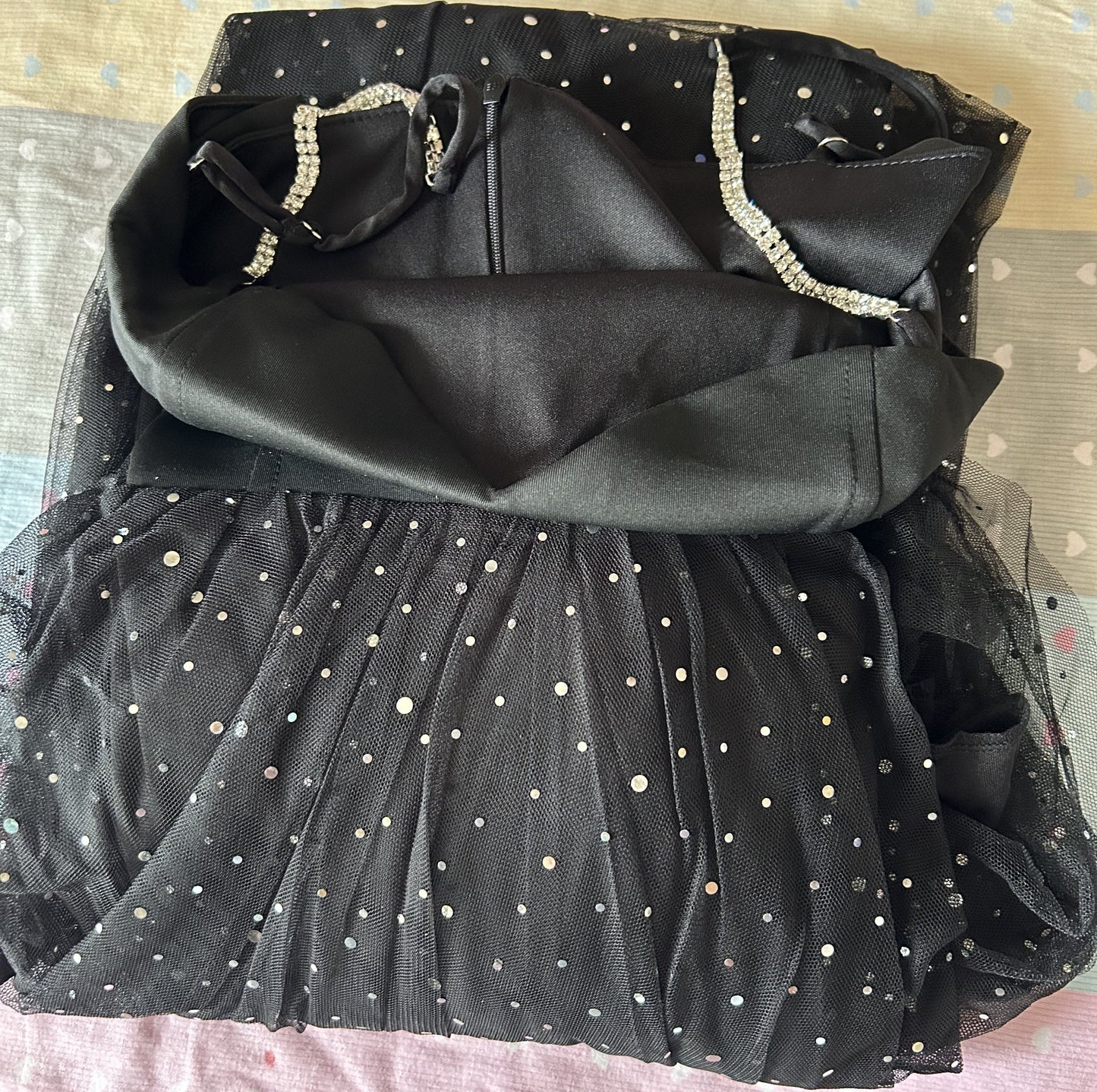 Gorgeous V-Neck Sleeveless Sweetheart Tulle Sequins Shiny Formal Party Dress Black XL Size Only