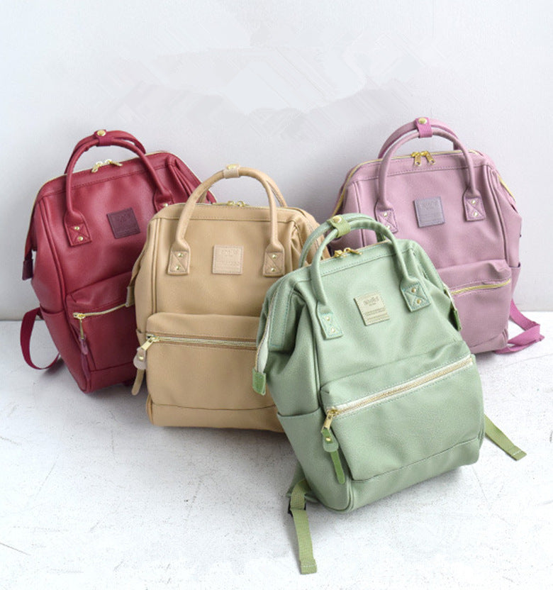 Lotte Leather Backpack High Capacity Student Bag