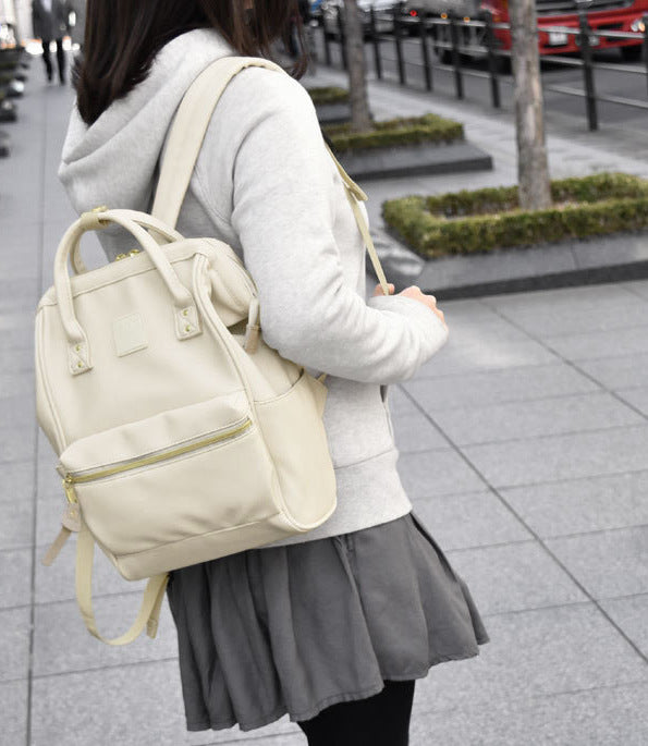 Lotte Leather Backpack High Capacity Student Bag