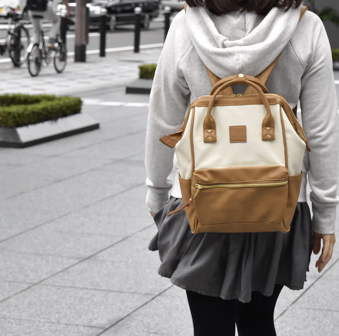 Lotte Leather Backpack High Capacity Student Bag