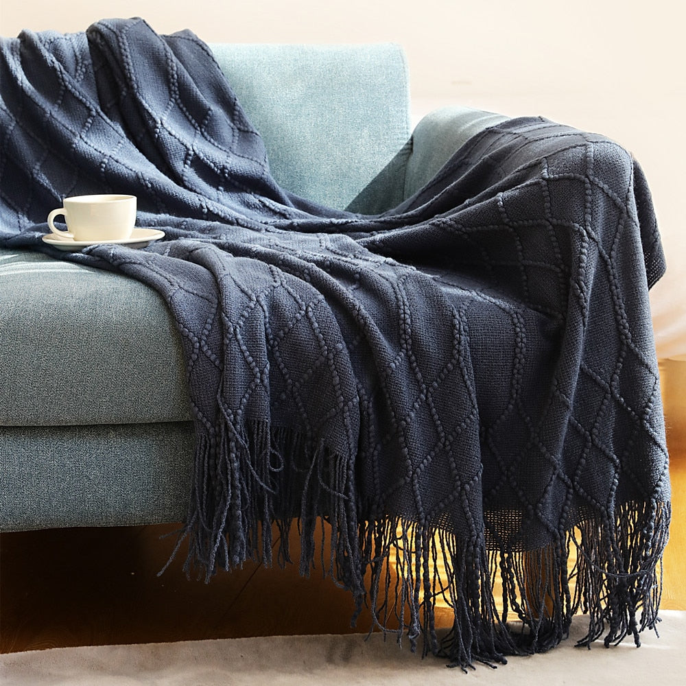 Inya Knitted Solid Color Waffle Embossed Blanket