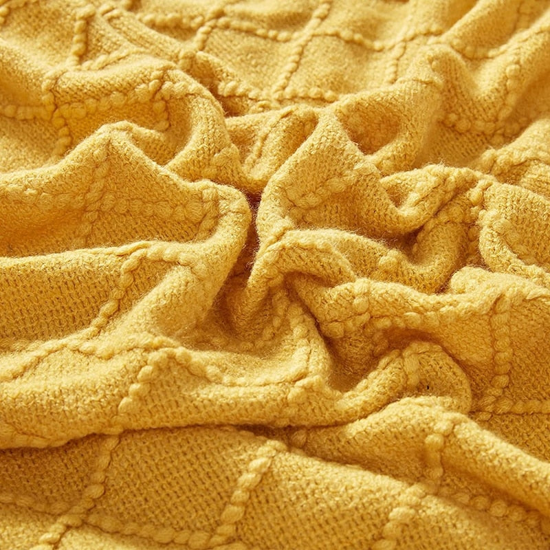 Inya Knitted Solid Color Waffle Embossed Blanket