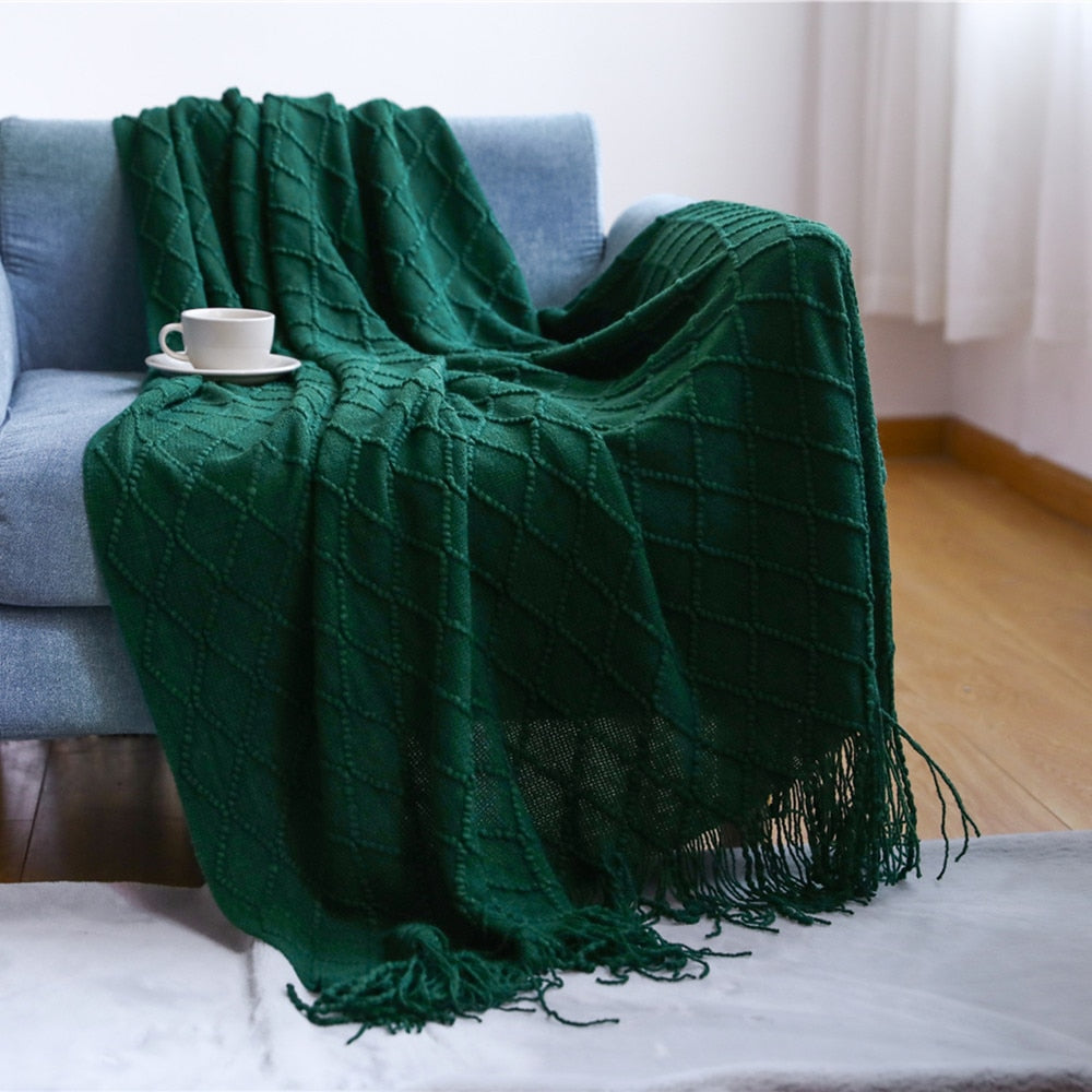 Inya Knitted Solid Color Waffle Embossed Blanket
