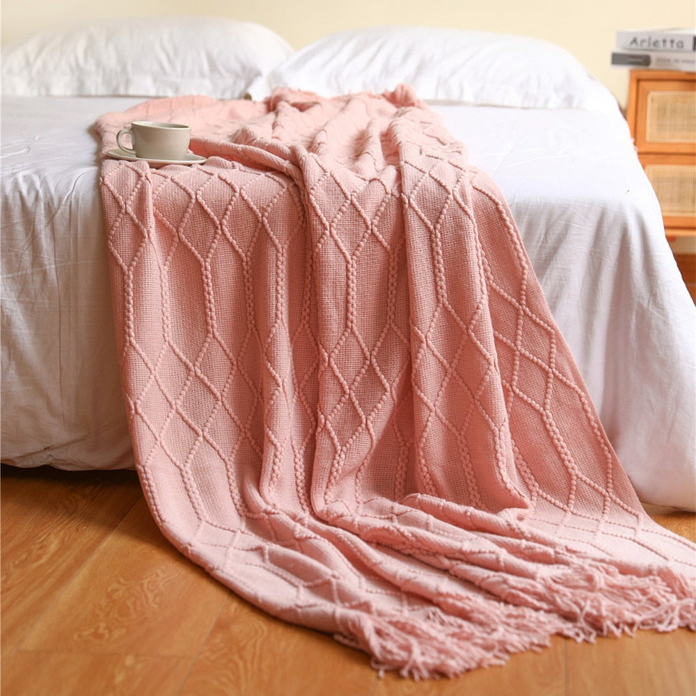 Inya Knitted Solid Color Waffle Embossed Blanket
