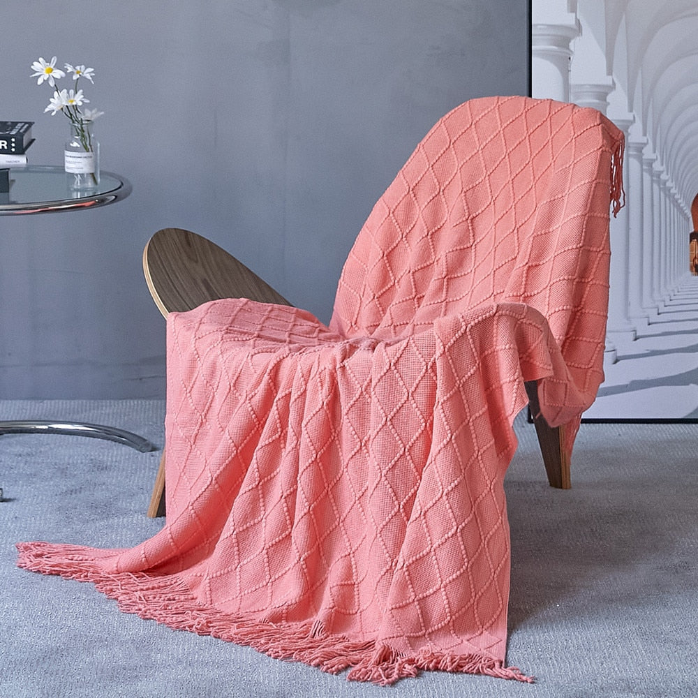 Inya Knitted Solid Color Waffle Embossed Blanket