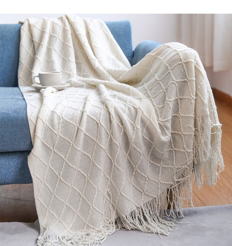Inya Knitted Solid Color Waffle Embossed Blanket