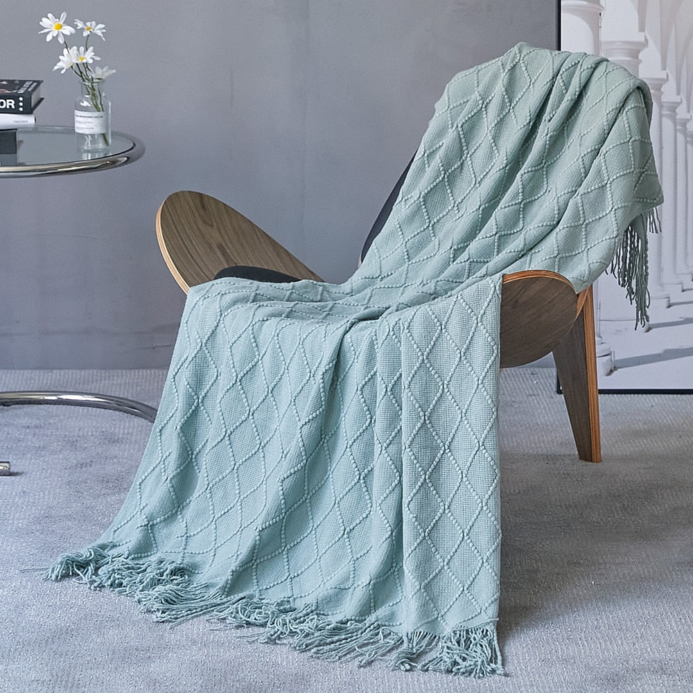 Inya Knitted Solid Color Waffle Embossed Blanket