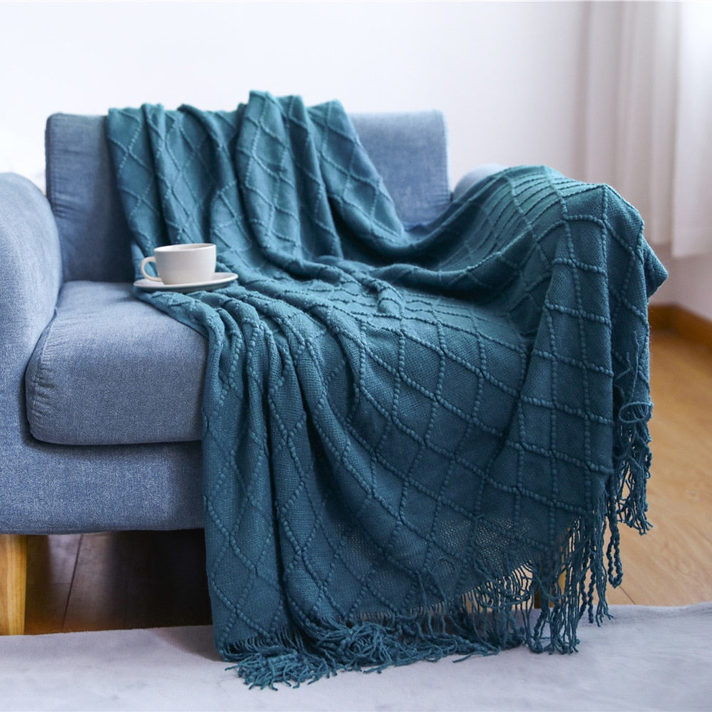 Inya Knitted Solid Color Waffle Embossed Blanket