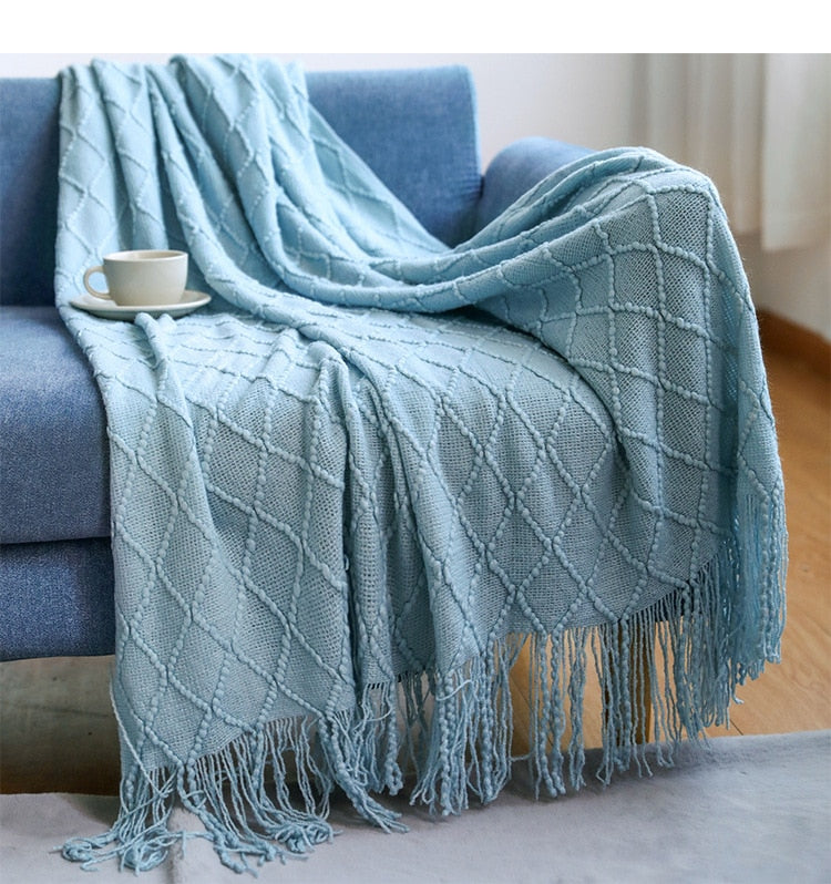 Inya Knitted Solid Color Waffle Embossed Blanket