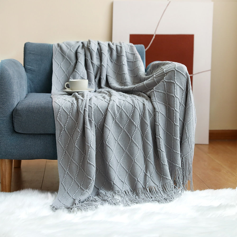 Inya Knitted Solid Color Waffle Embossed Blanket