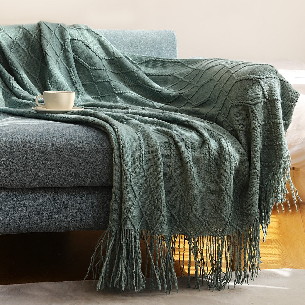 Inya Knitted Solid Color Waffle Embossed Blanket