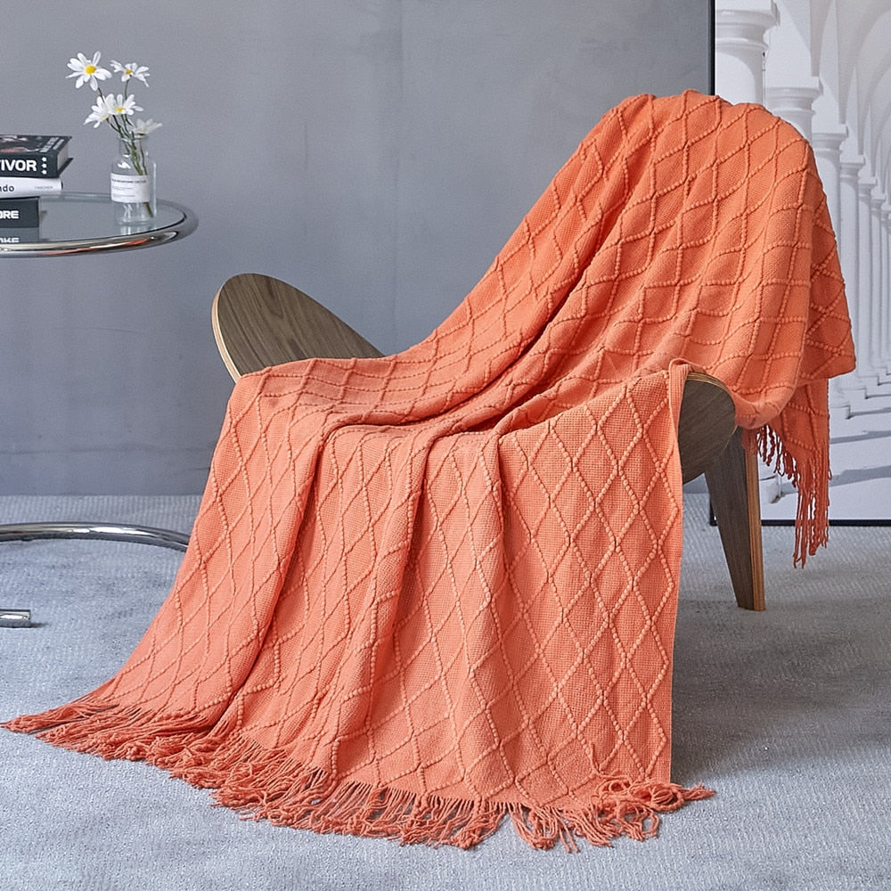 Inya Knitted Solid Color Waffle Embossed Blanket