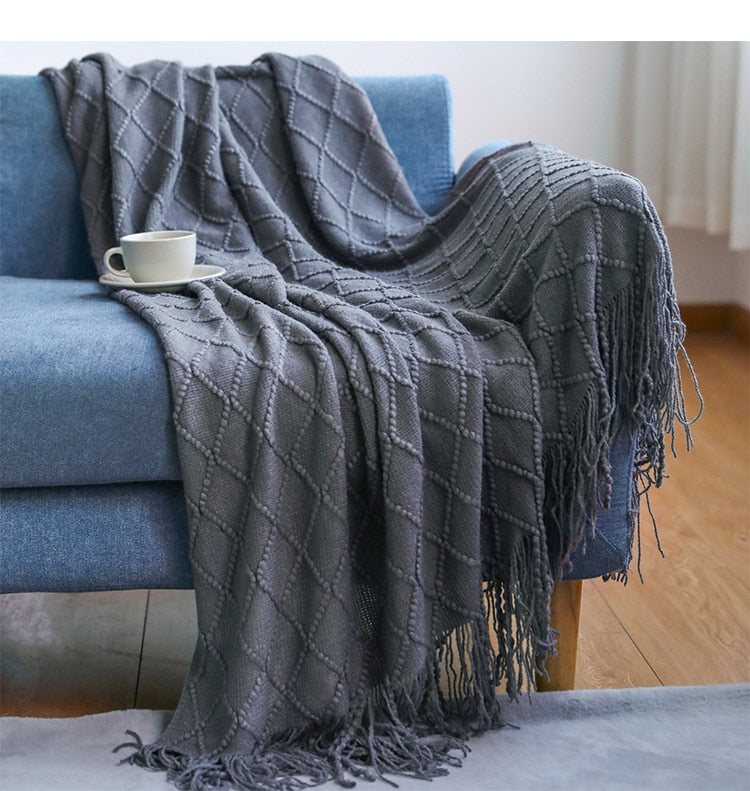 Inya Knitted Solid Color Waffle Embossed Blanket