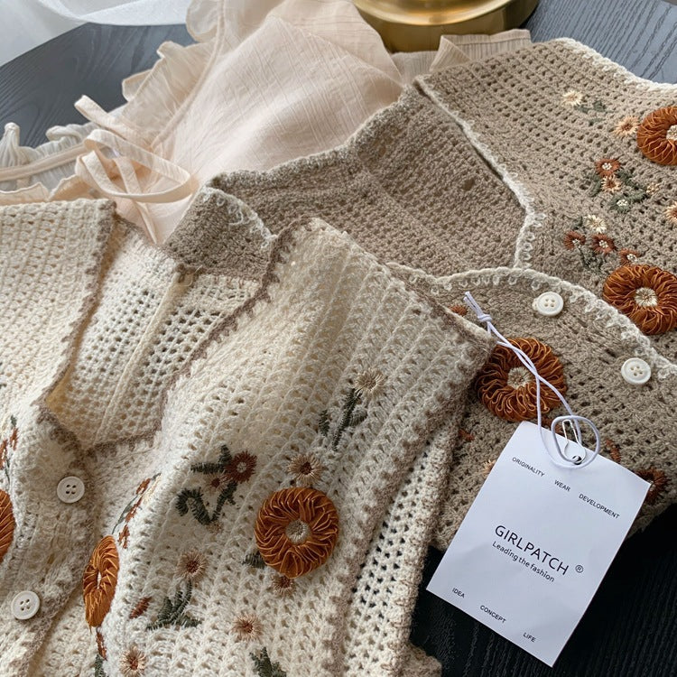 Slim Spring Summer Jacquard Three-dimensional Handmade Crochet Vest