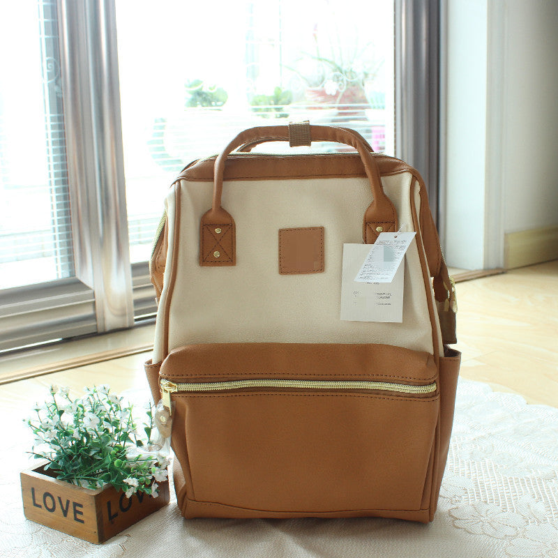 Lotte Leather Backpack High Capacity Student Bag