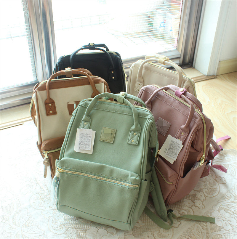 Lotte Leather Backpack High Capacity Student Bag