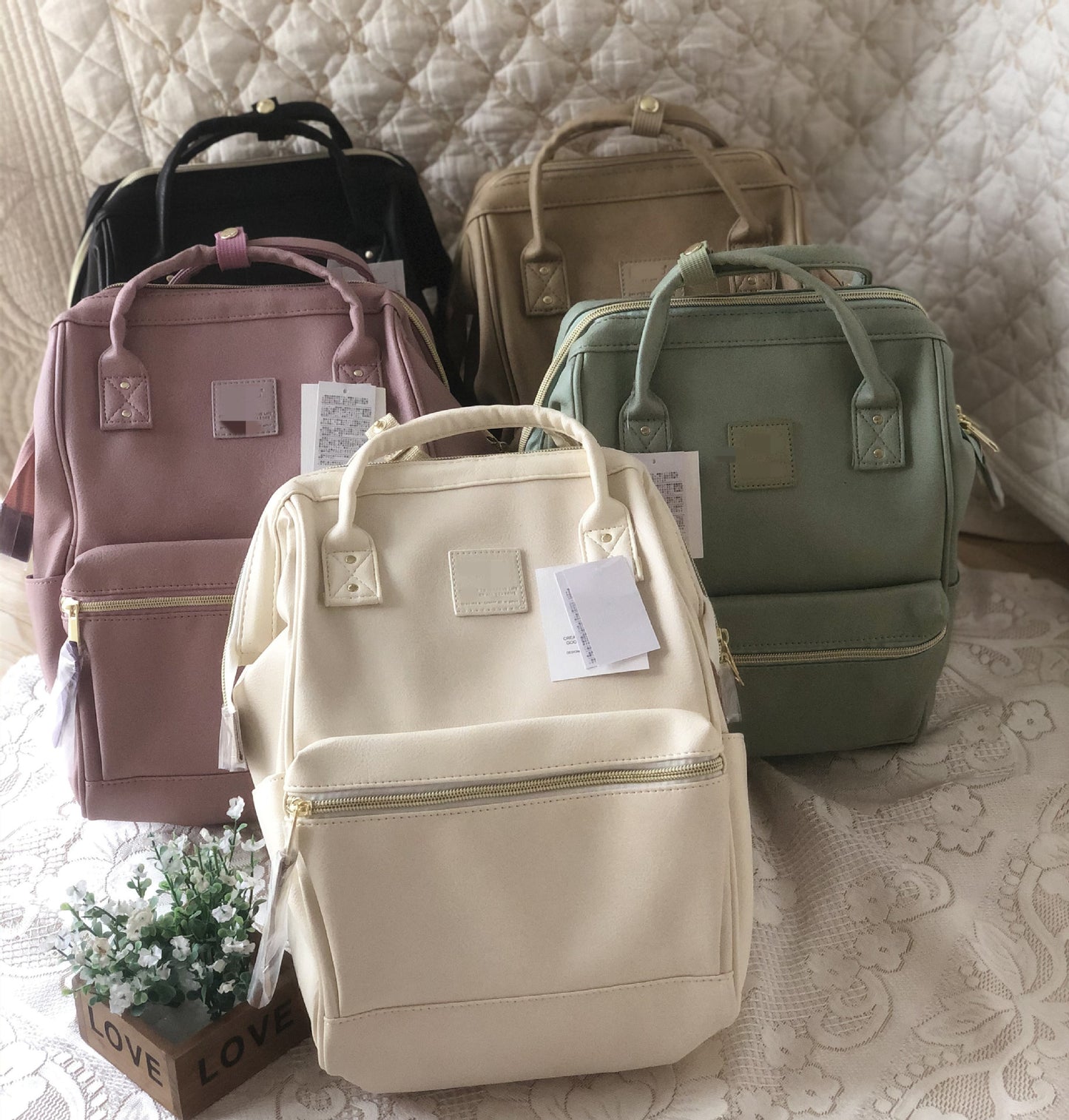 Lotte Leather Backpack High Capacity Student Bag
