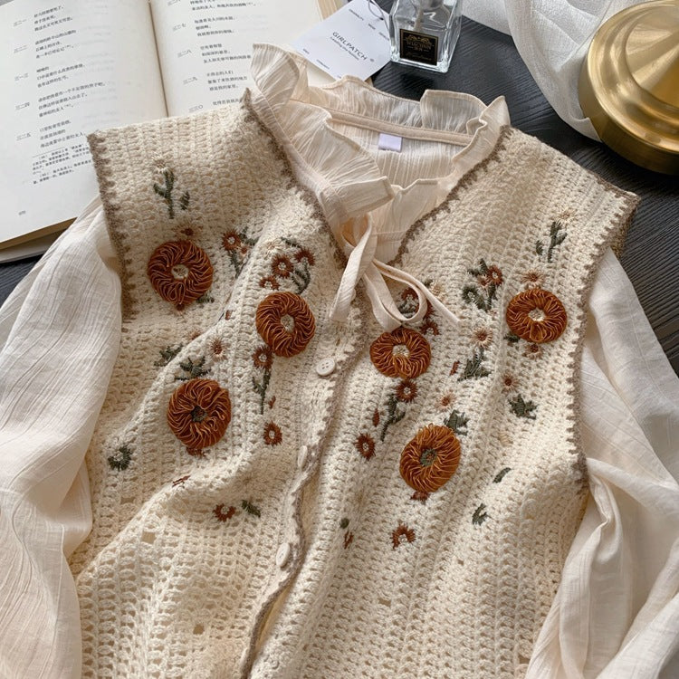Slim Spring Summer Jacquard Three-dimensional Handmade Crochet Vest