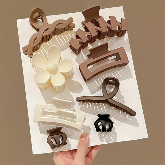 8 pcs Strong Hold Hair Claw Clips Set for Women and Girls - Non-Slip Hair Accessory for All Hair Types