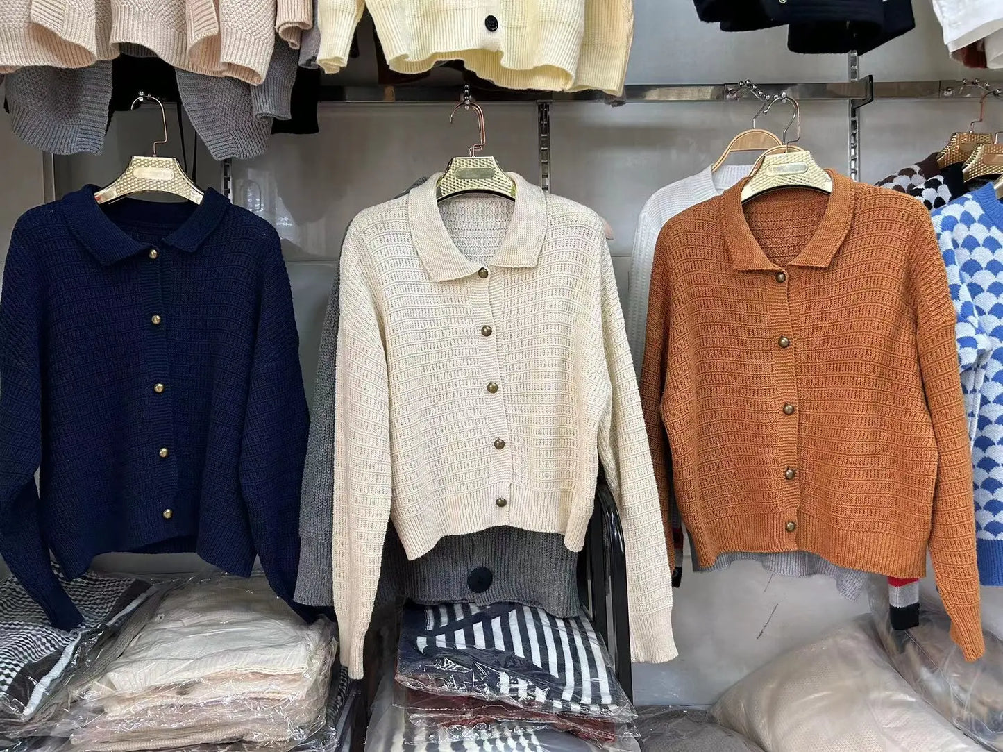 2023 Spring Autumn Vintage Knitted Loose Sweater Cardigan Women's Coat Top