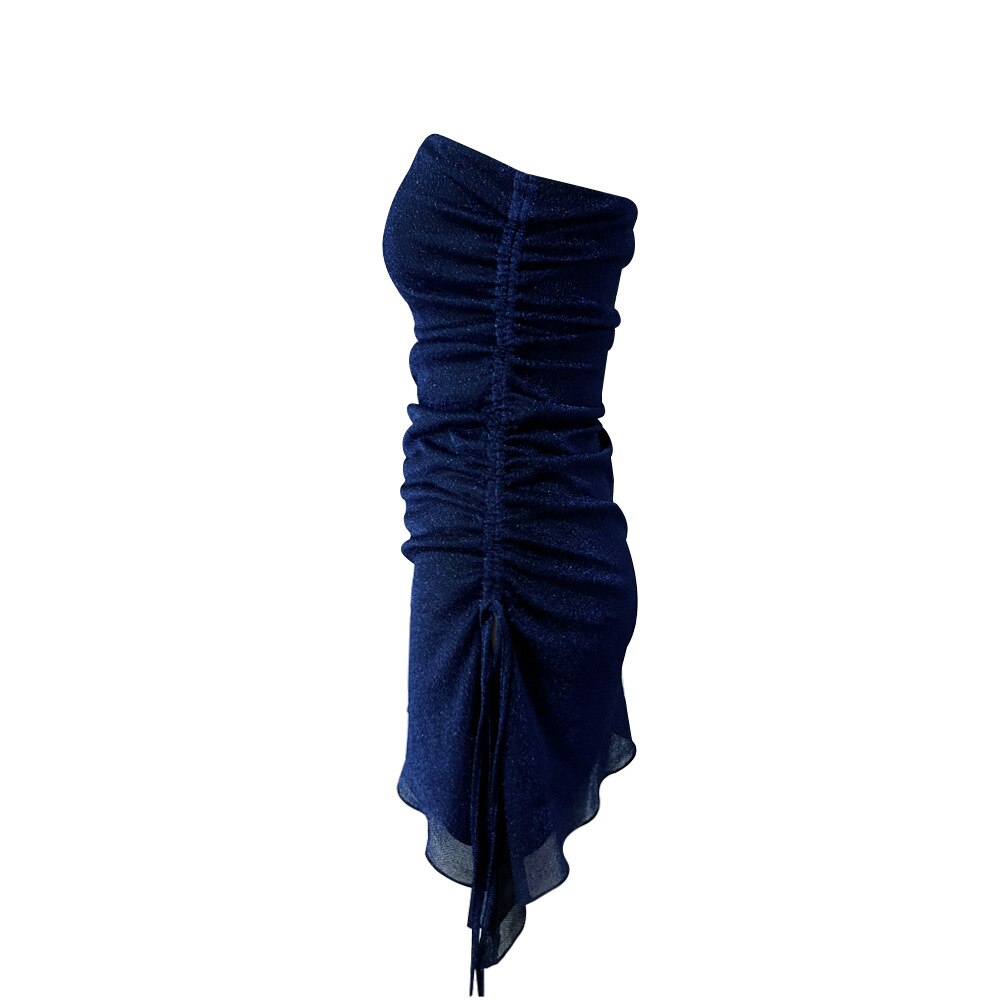 2023 Women's Off Shoulder Strapless Sexy Spicy Drawstring Slimming Mini Dress