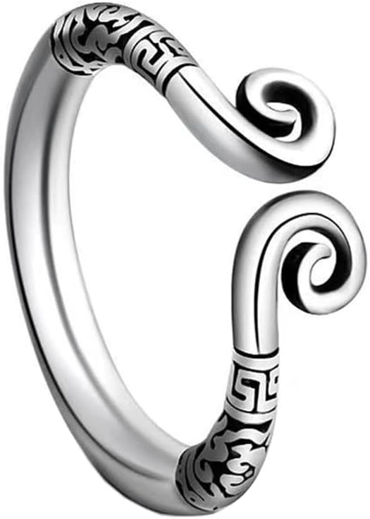 Stainless Steel Vintage Sun Wukong Monkey King Golden Hoop Amulet Open Warp Ring