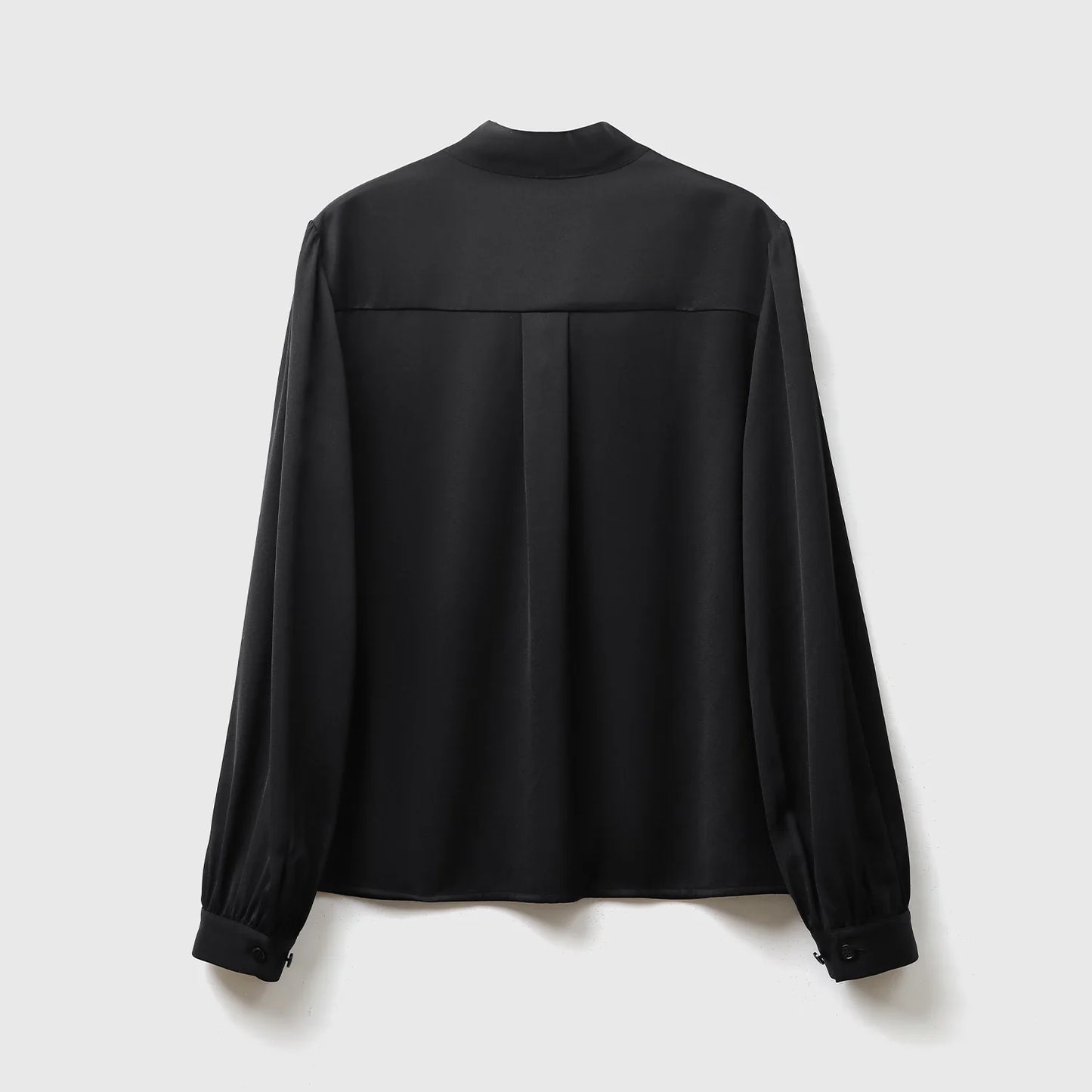 Acetic Satin French Ribbon Bow Long Sleeve Women's Autumn Shirt