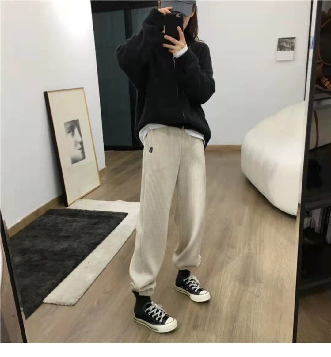 Casual Loose Solid Color Coat Zipper Stand Collar Long Sleeve Knit Cardigan Coat