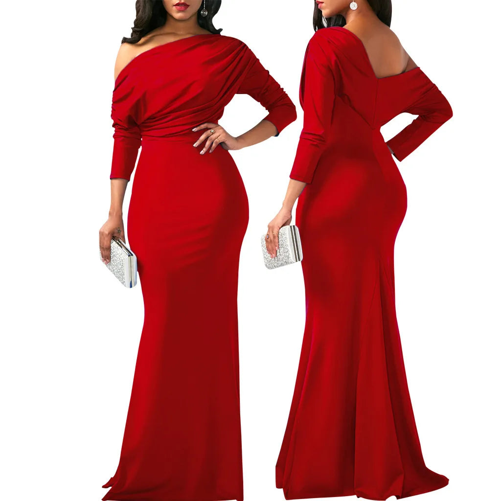 Elegant Sleeveless Off Shoulder Bodycon Long Formal Party Evening Dress