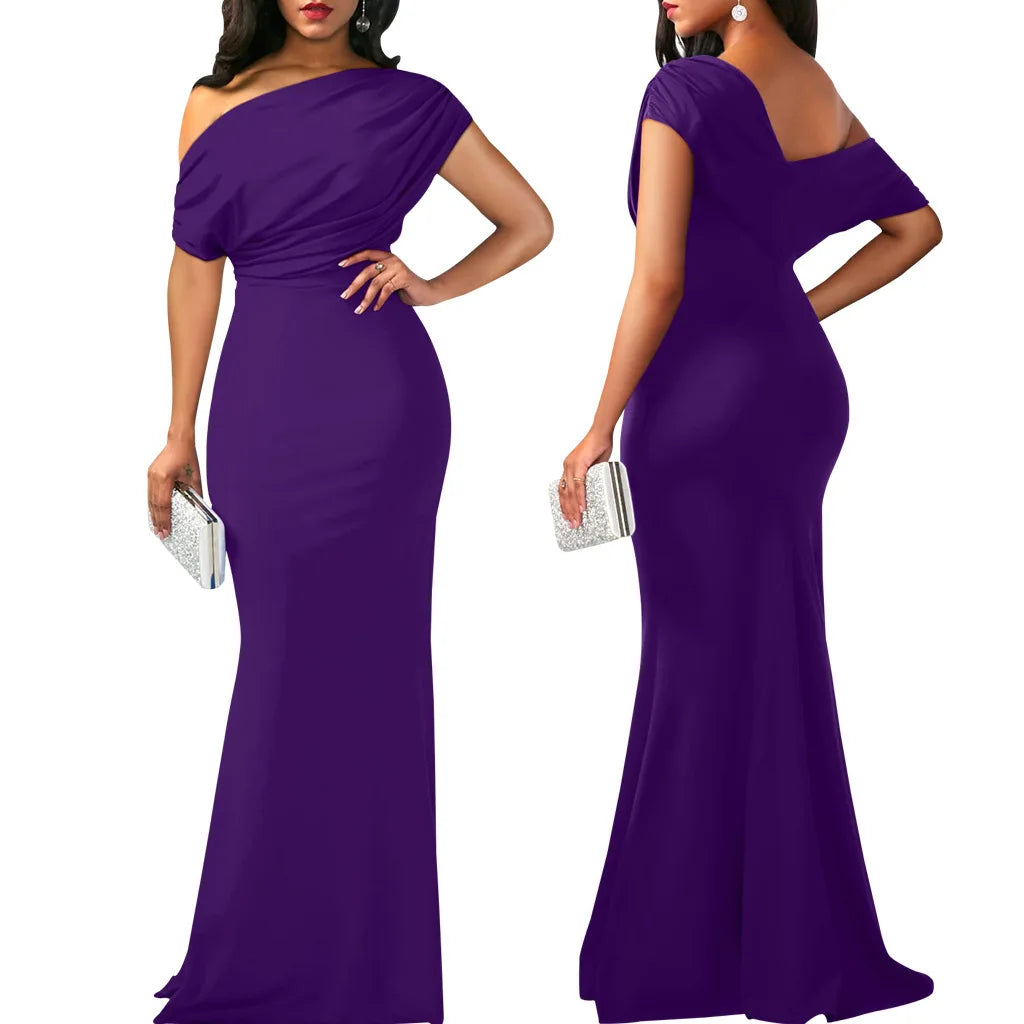 Elegant Sleeveless Off Shoulder Bodycon Long Formal Party Evening Dress