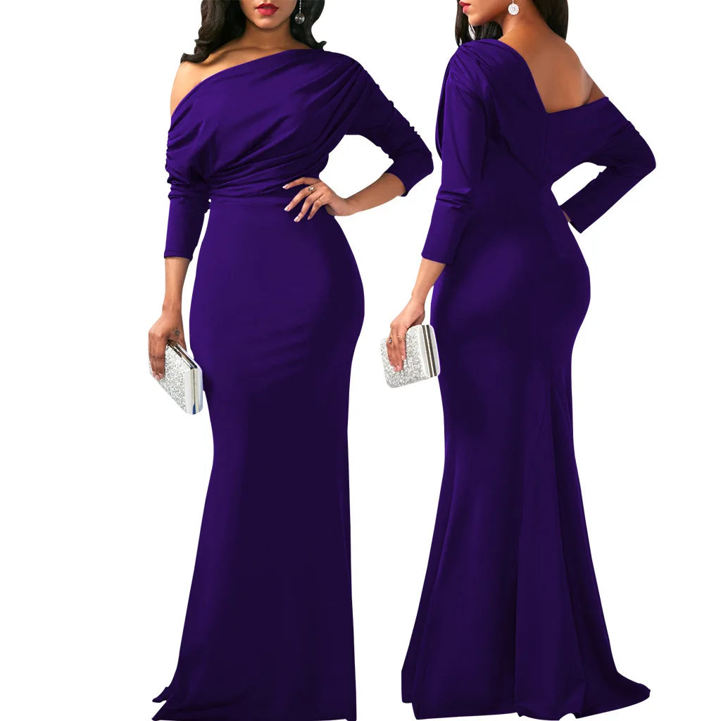 Elegant Sleeveless Off Shoulder Bodycon Long Formal Party Evening Dress